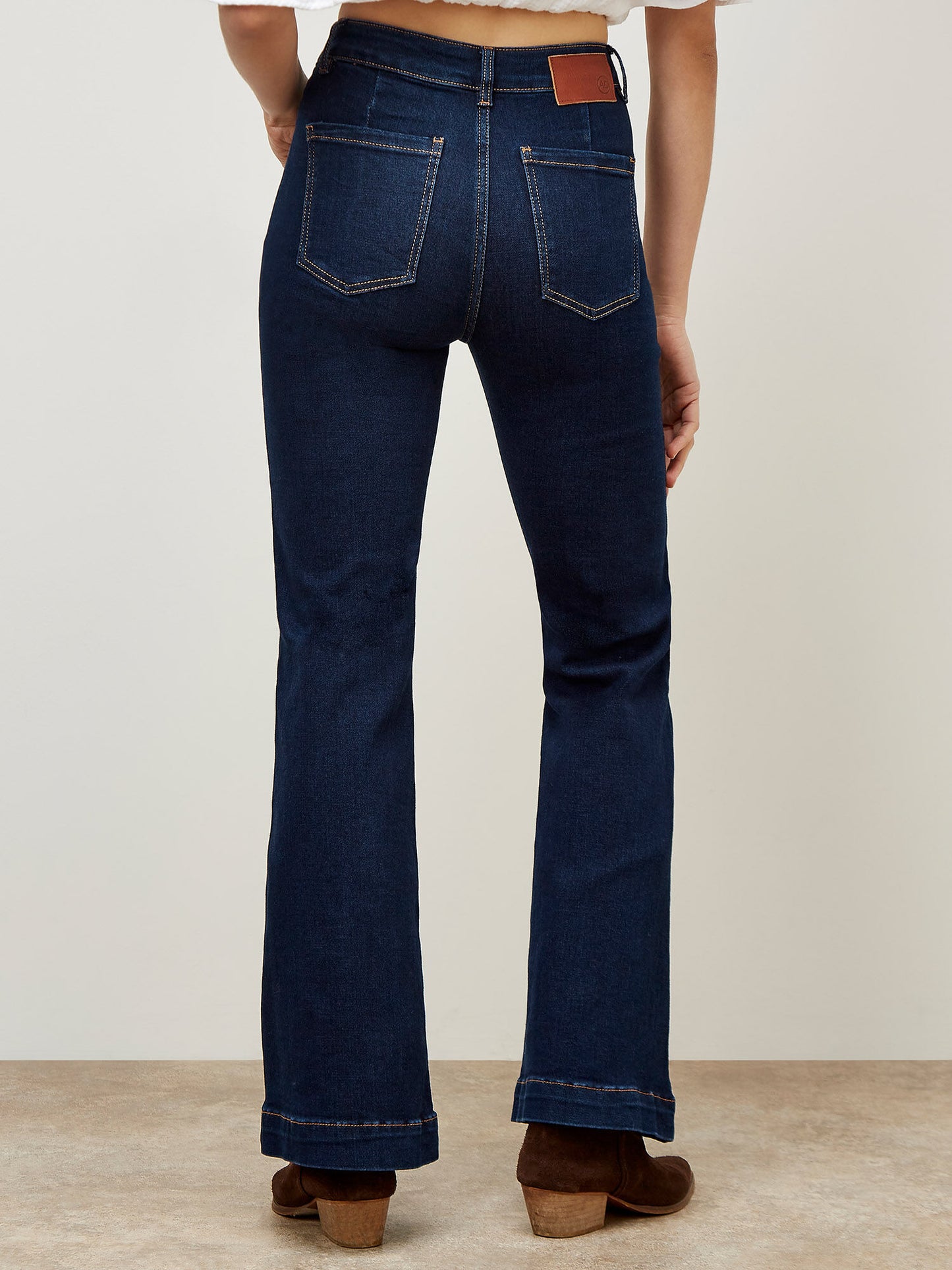 Apricot Luci Flare Dark Wash Jeans Navy