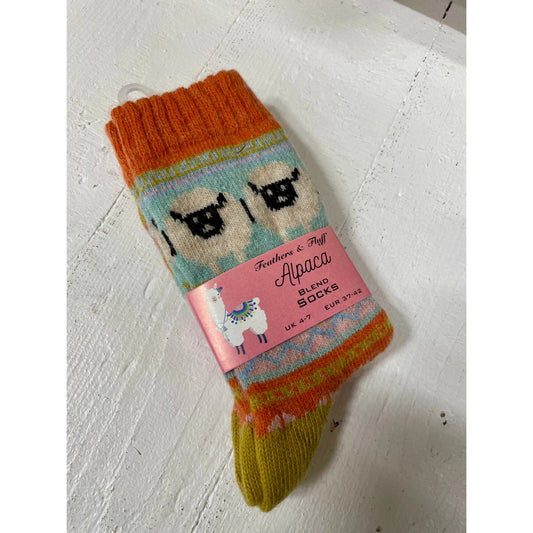 Alpaca Blend Socks -Orange  Trim