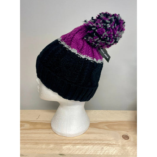 Ladies Multi Colour Bobble Hat - Purple