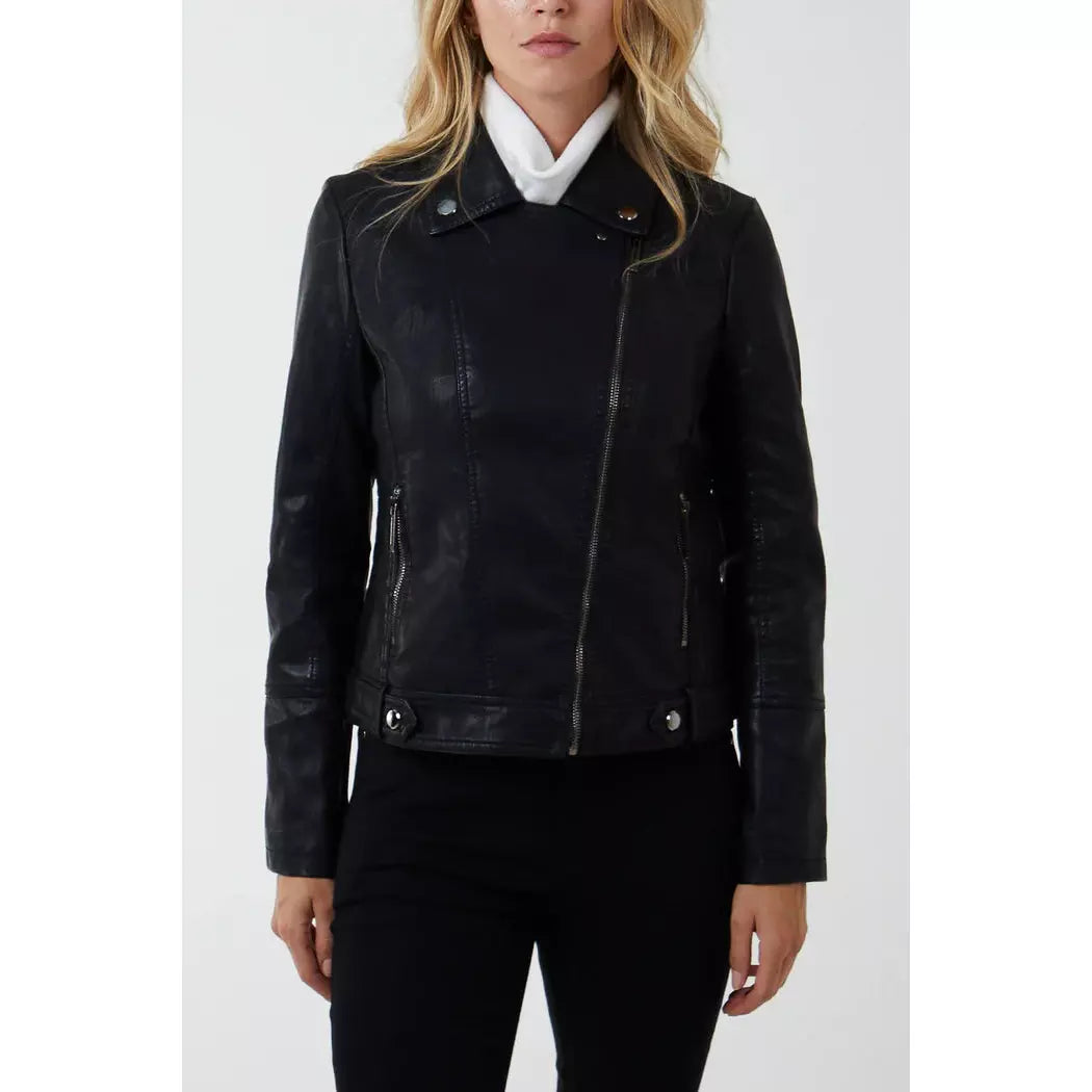PU Classic Faux Leather Jacket - Black
