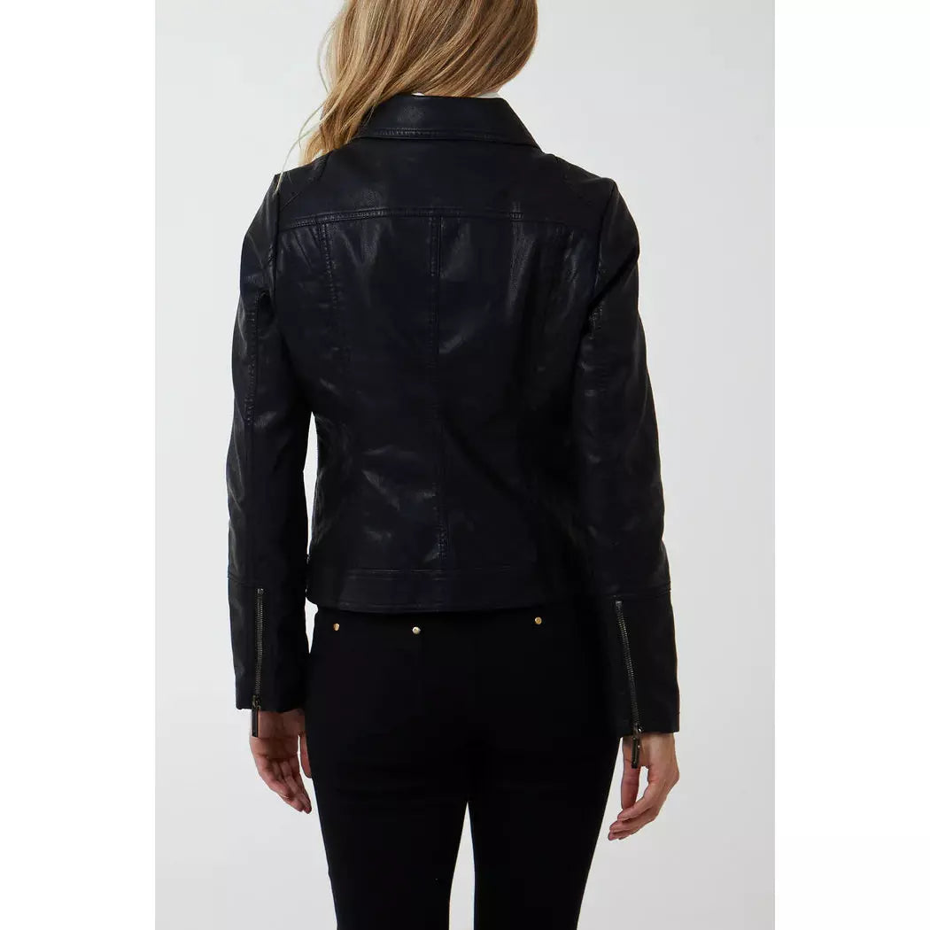 PU Classic Faux Leather Jacket - Black