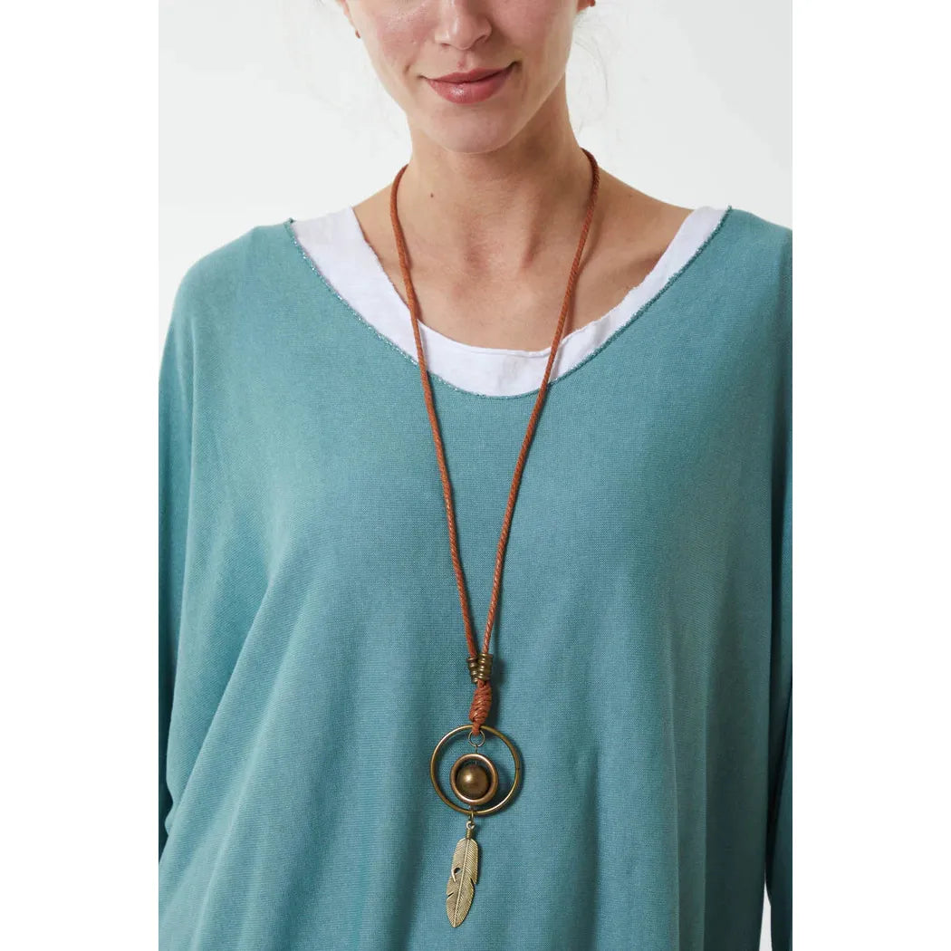 Necklace Double Layer Top -Sage
