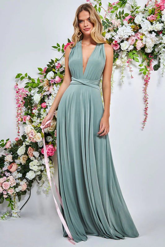 Multiway Tie-up Maxi Dress - Sage Green