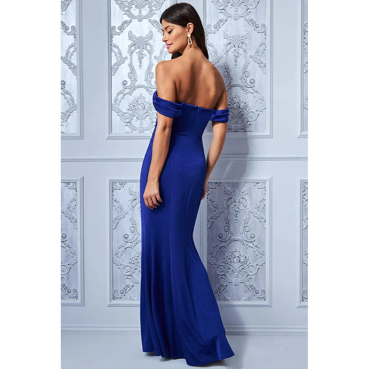 Off Shoulder Maxi Dress - Royal Blue