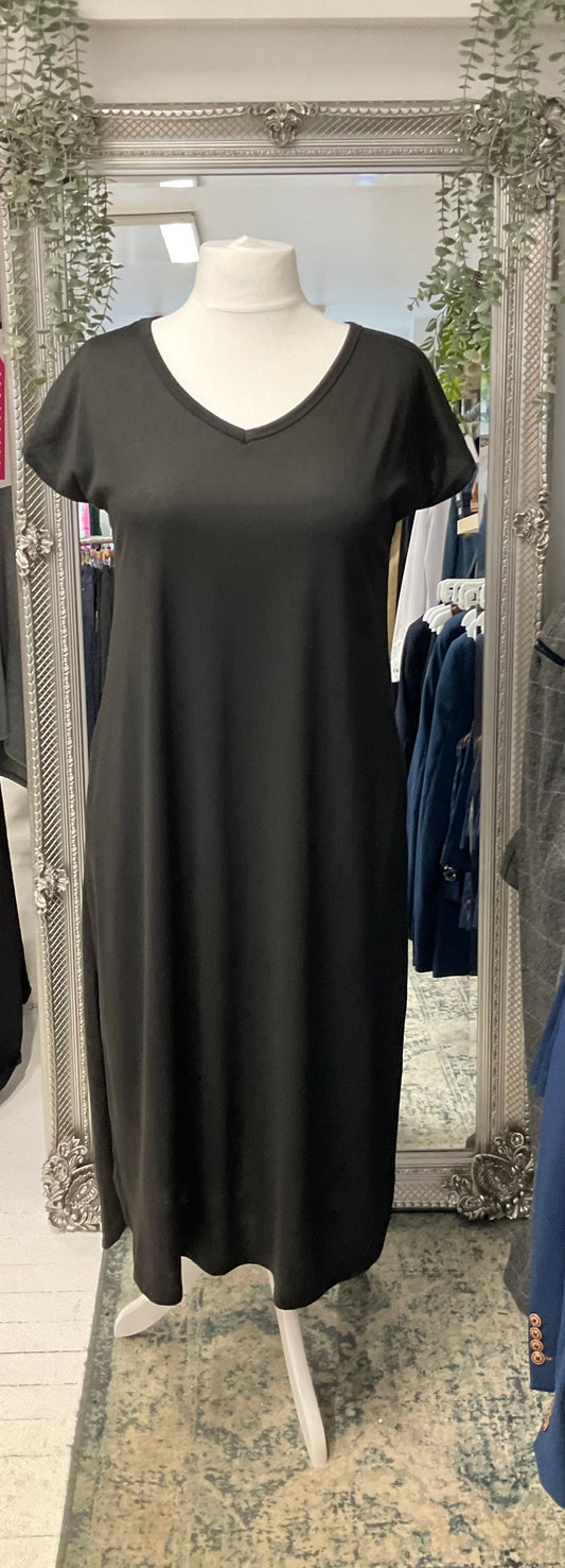 Viviana Side Pocket Midi Dress - Black