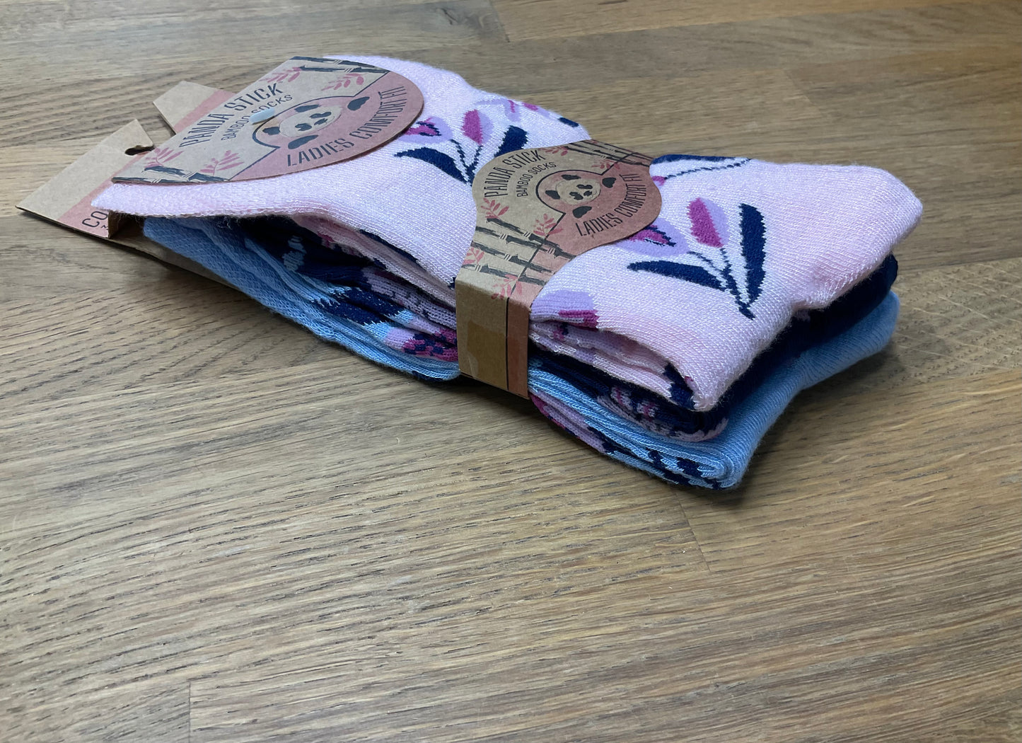 Ladies 3pk Bamboo Comfort Fit Floral Socks - Pink/Navy