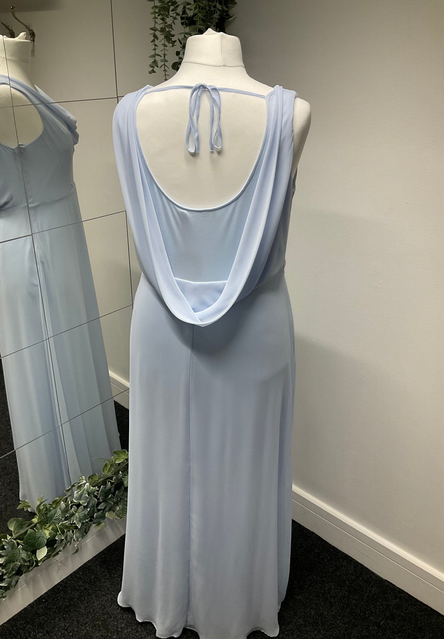 Cowl Neck Maids To Measure Maxi Dress - Pale Blue