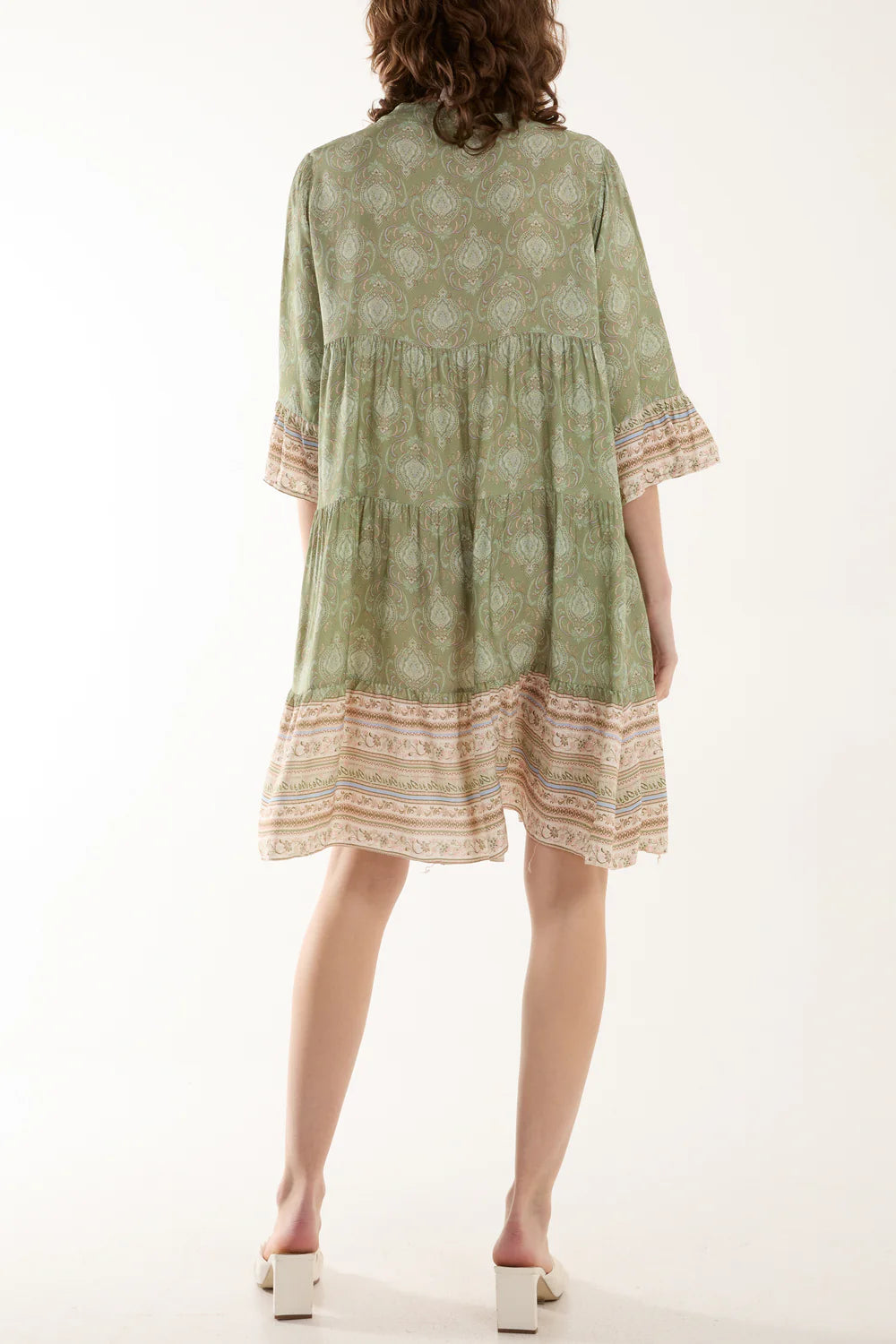 Paisley Printed Smock Dress - Green