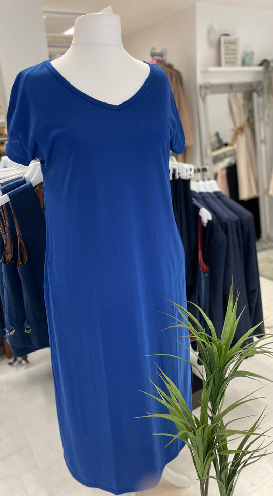 Viviana Side Pocket Midi Dress - Royal Blue