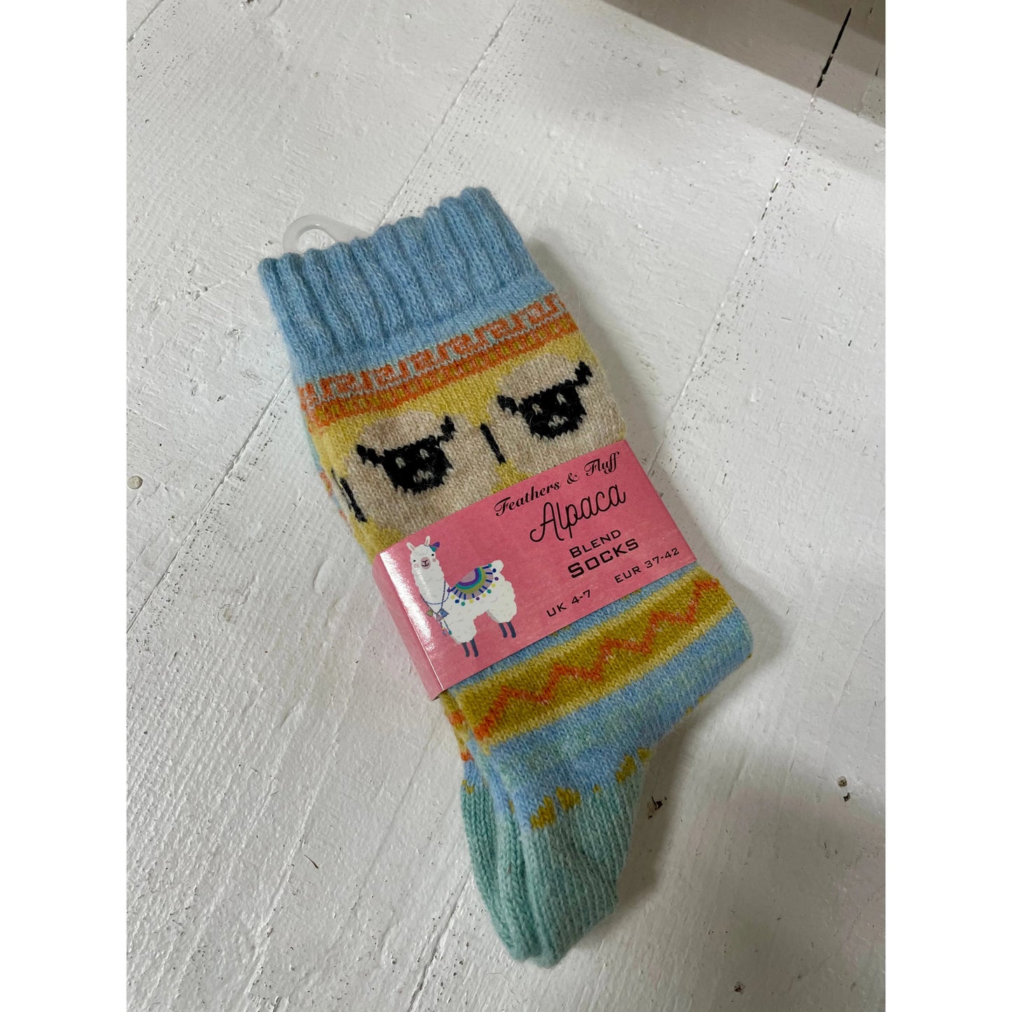 Alpaca Blend Socks - Blue Trim