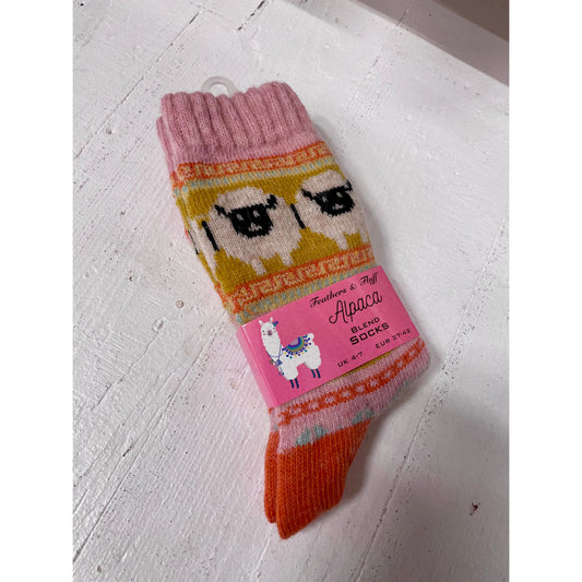 Alpaca Blend Socks - Pink Trim