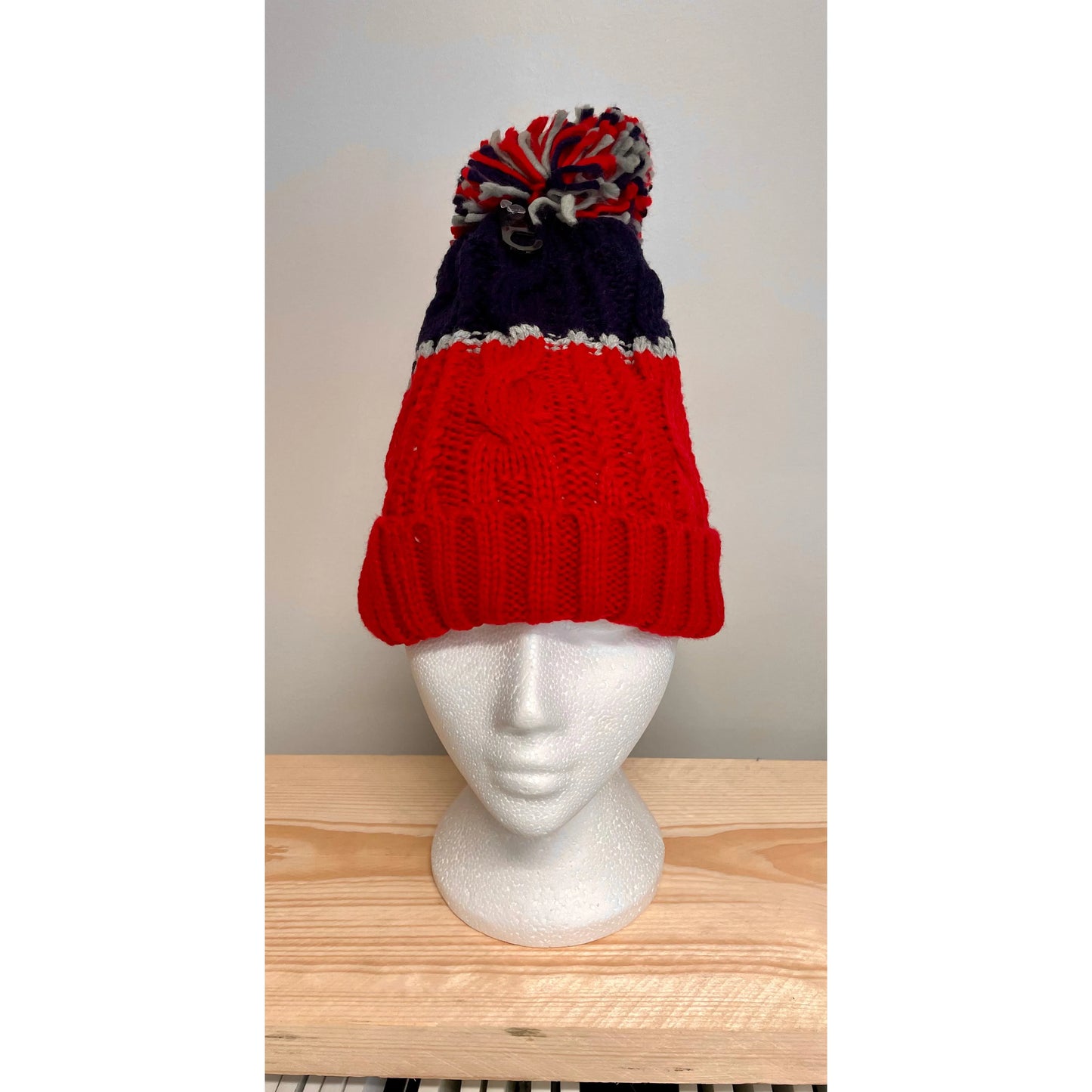 Ladies Multi Colour Bobble Hat - Red