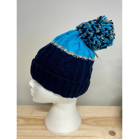 Ladies Multi Colour Bobble Hat - Blue
