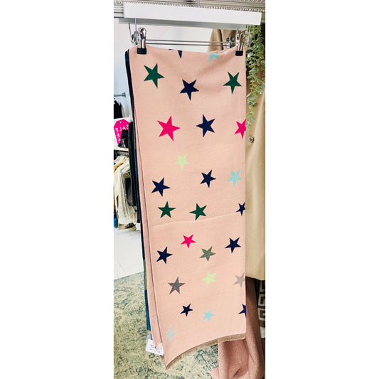 Pink Multi Colour Star Scarf