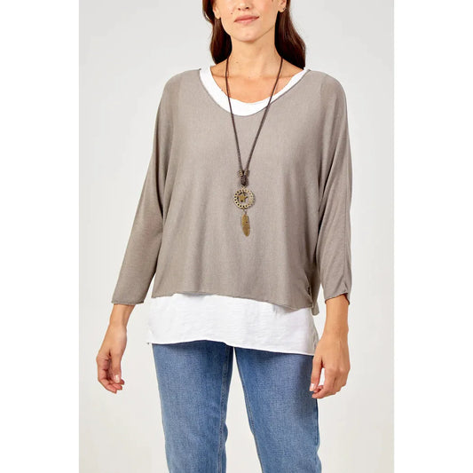 Necklace Double Layer Top -Mocha