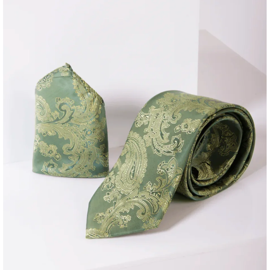 Marc Darcy Paisley 2piece Tie Set - Green