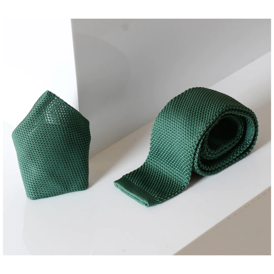 Marc Darcy Knit Tie & Pocket Square - Olive