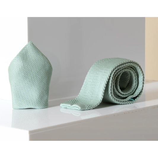 Marc Darcy Knit Tie & Pocket Square - Green