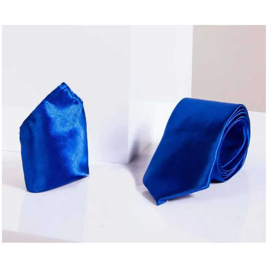 Marc Darcy Stanley Tie & Pocket Square - Royal Blue