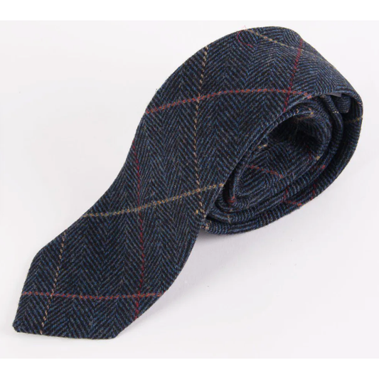Marc Darcy Tie - Eton Blue Check Tweed