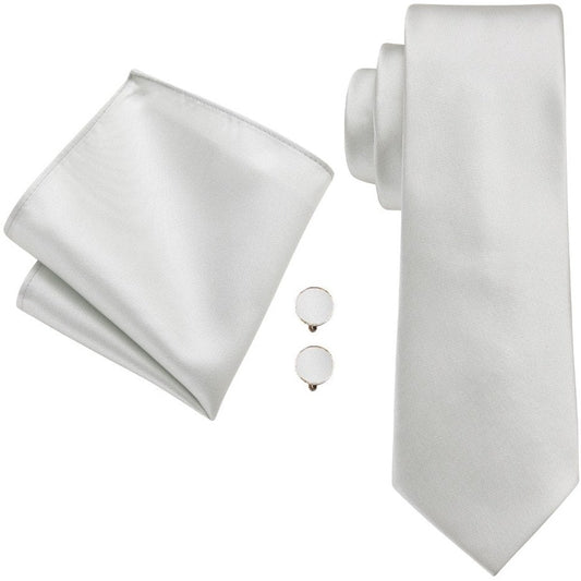 Marc Darcy Satin Tie Set - White