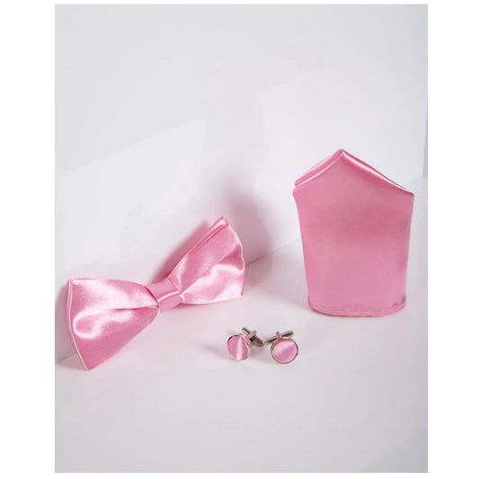 Marc Darcy Bow Tie, Cufflinks & Pocket Square - Pink