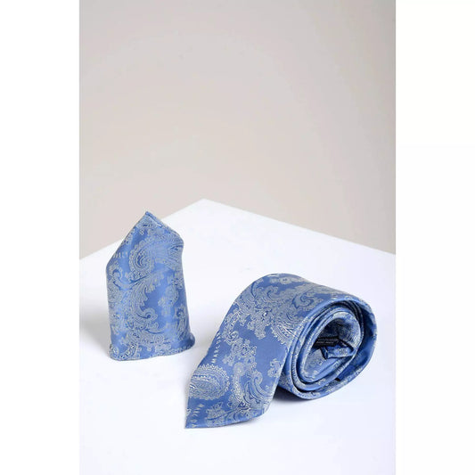 Marc Darcy Paisley 2piece Tie Set - Sky Blue